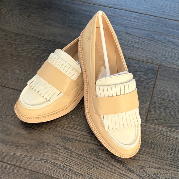 Marc Fisher Shoes - Marc Fisher Two-Tone Cream & Beige Fringe Loafers
